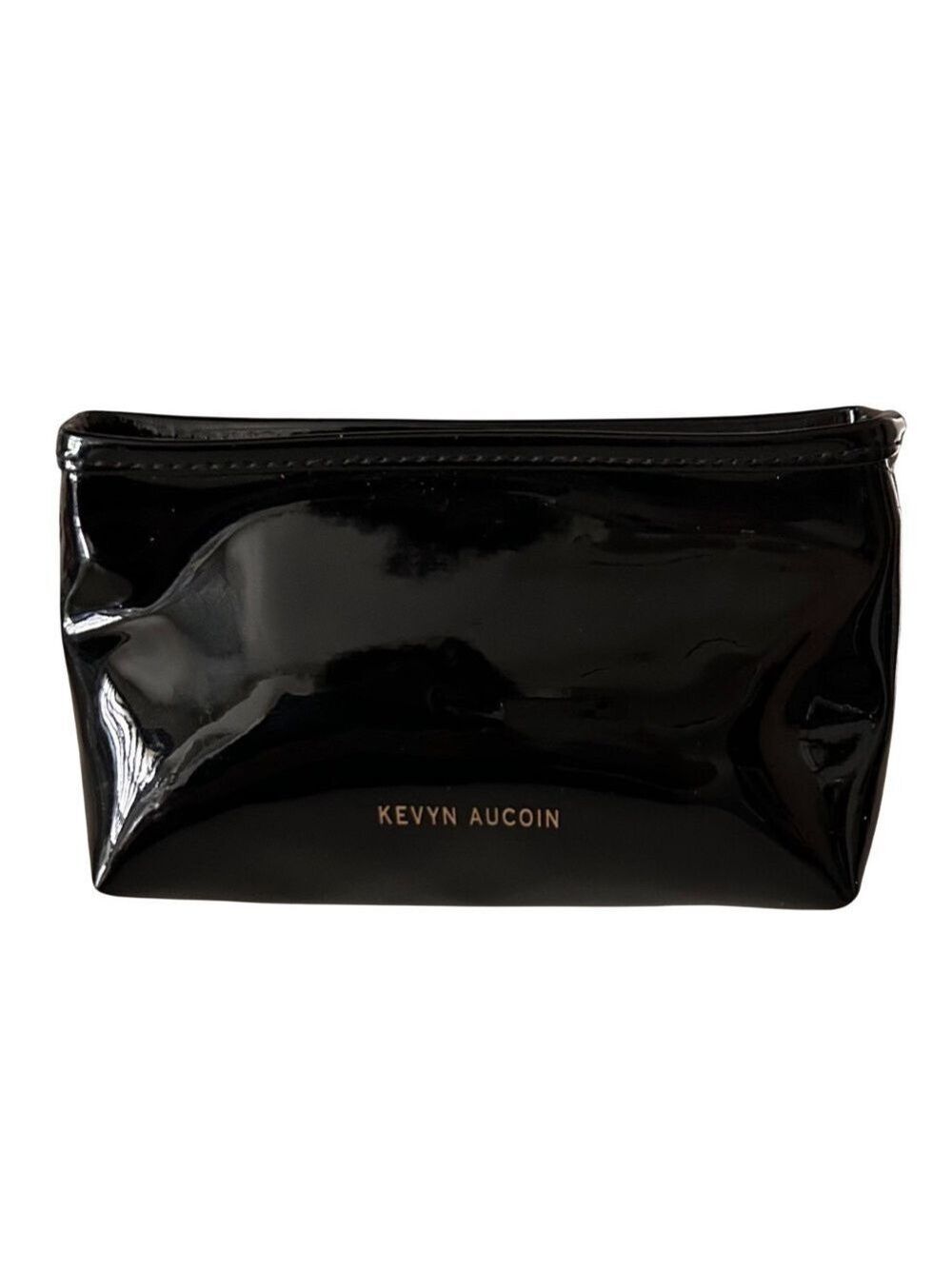 Kevyn Aucoin Black Patent Zip Top Cosmetic Bag
